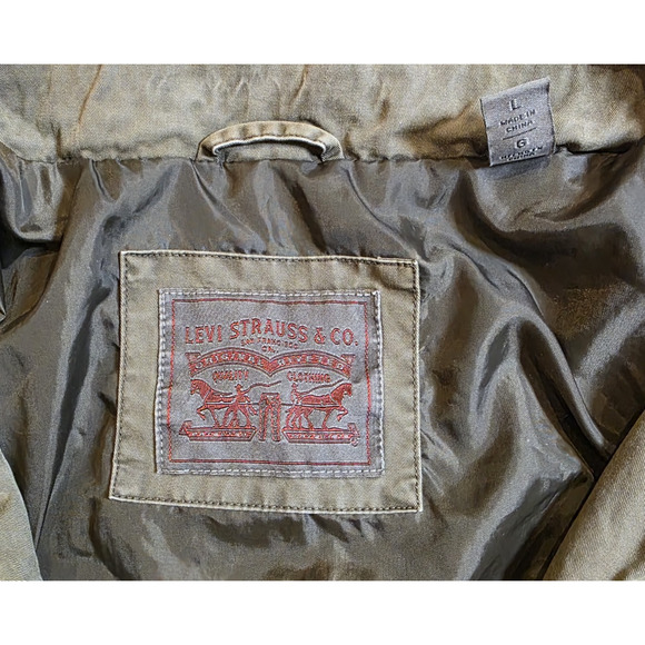 Levi’s Strauss Women’s Olive Green Parka Jacket Size L Lightweight Utility Coat - Picture 6 of 7